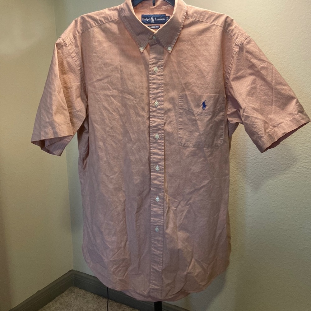Polo RL button shirt new Classic Fit orange with blue horse 2023